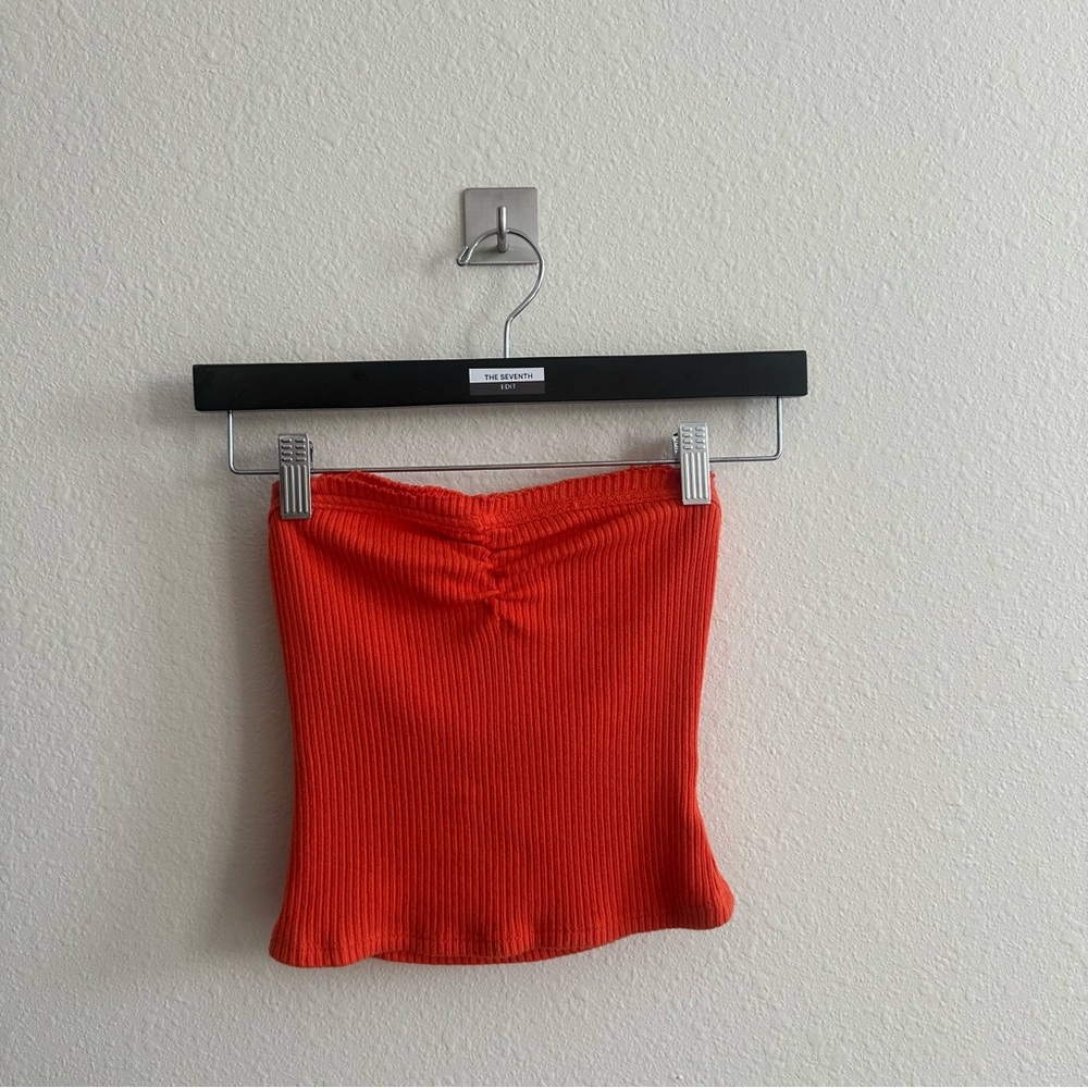 Urban Outfitters Bright Orange Ribbed Top